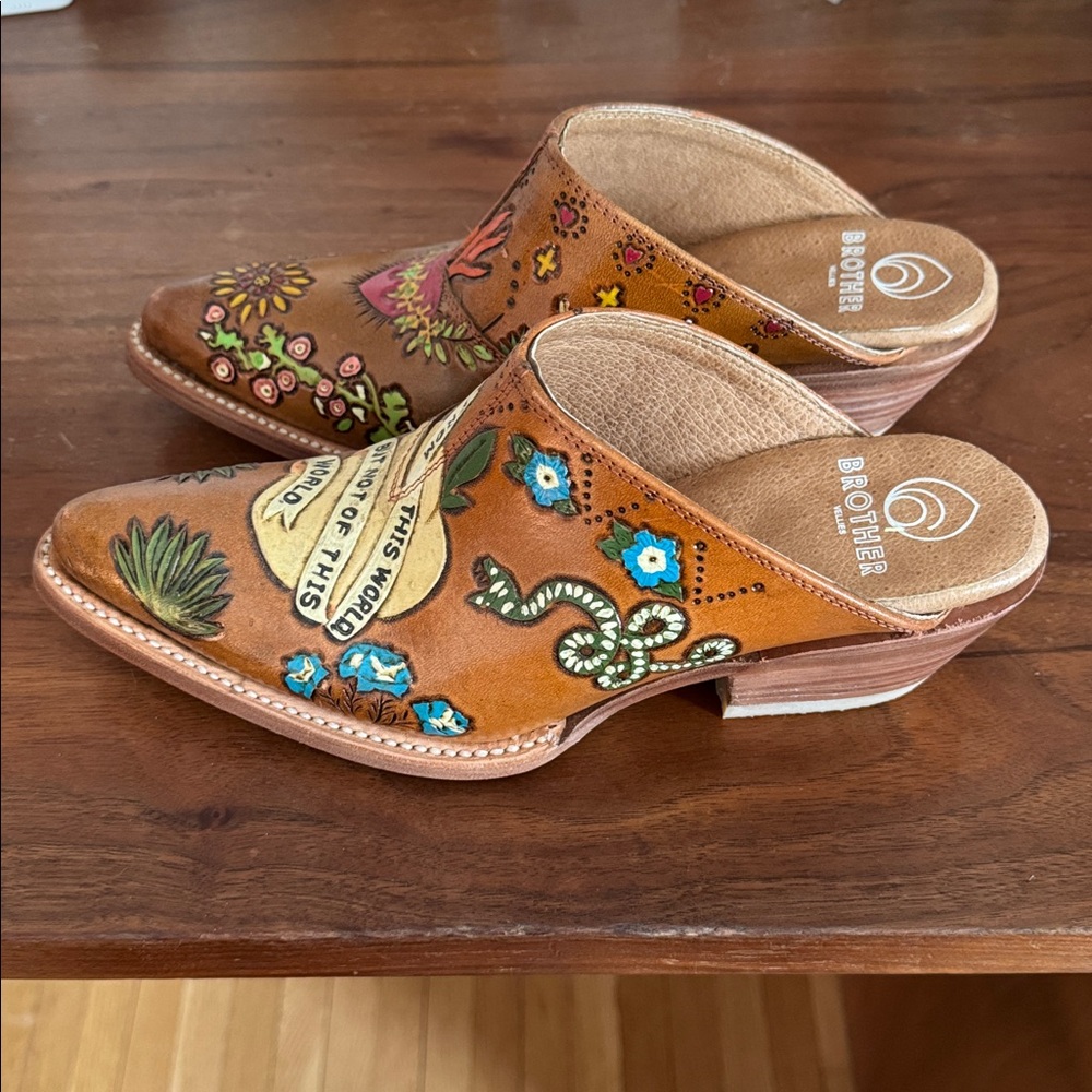 Brother Vellies Colorful Handpainted Eve Doodle Mules - Picture 3 of 13